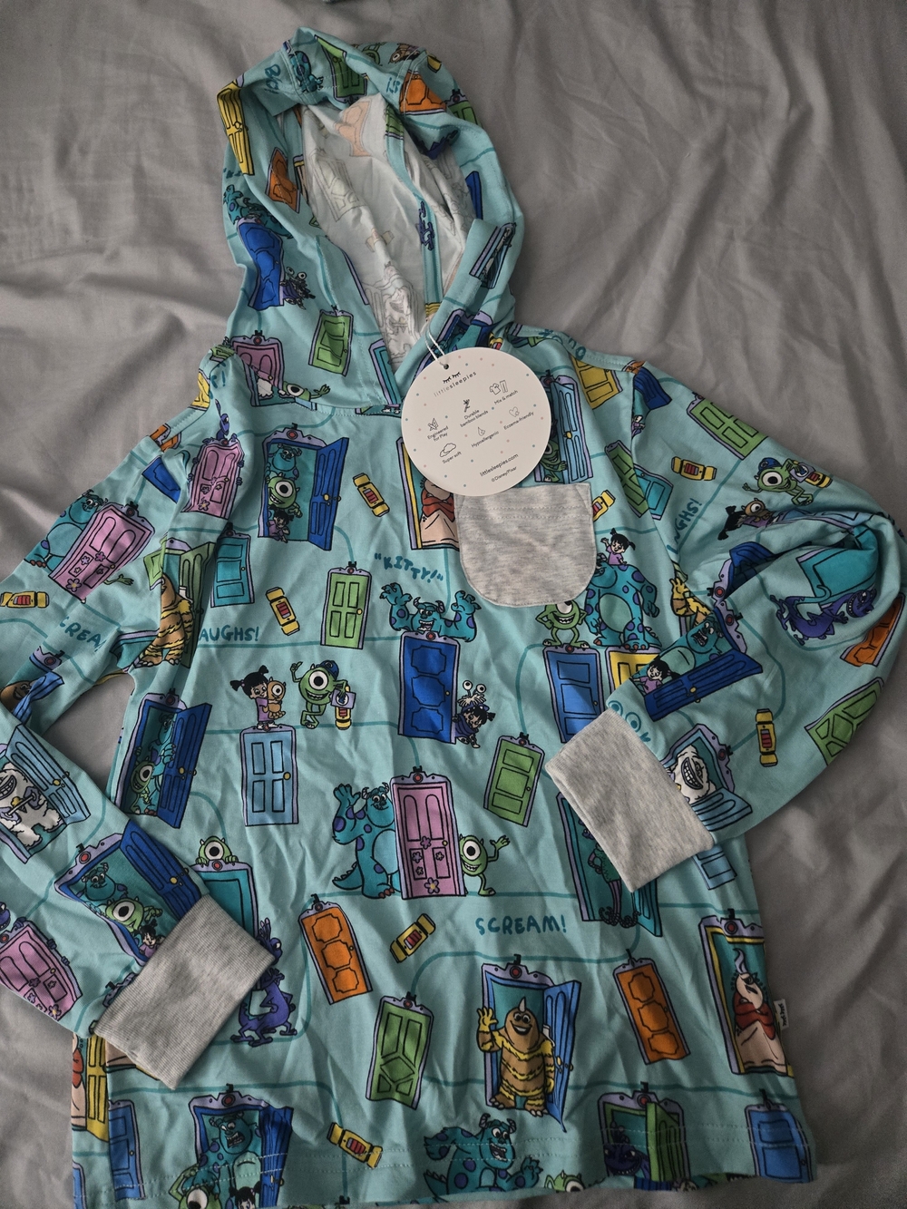 Little Sleepies Monsters Inc. Long Sleeved Hooded T Shirt